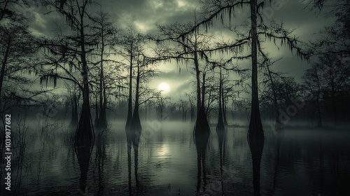 Haunting Swamp Landscape Creepy and Silent