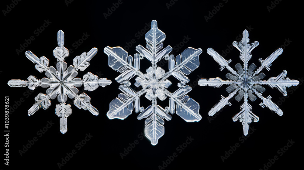 Snowflakes isolated on black background. Snowflakes isolated on black background.
