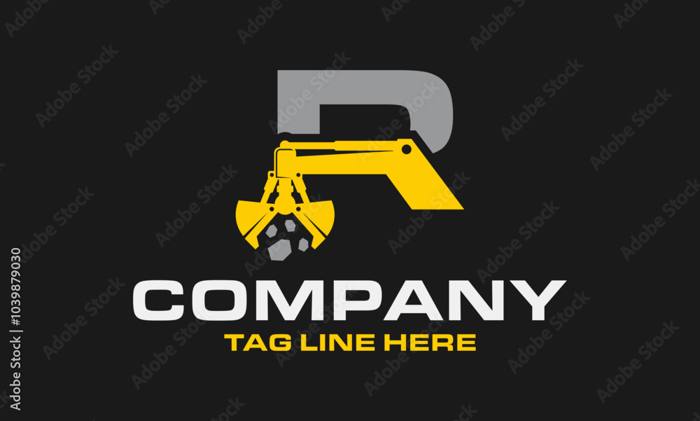 Letter R Rotating Excavator Buckets Logo Design . Letter R Rotating Excavator Buckets Logo Design .