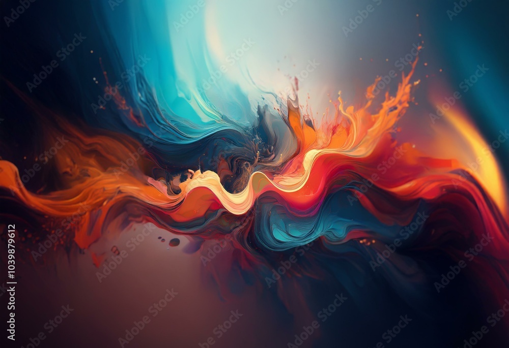 Abstract artwork featuring a vibrant mix of blue, red, and orange tones, creating a sense of movement and energy. Abstract artwork featuring a vibrant mix of blue, red, and orange tones, creating a sense of movement and energy.