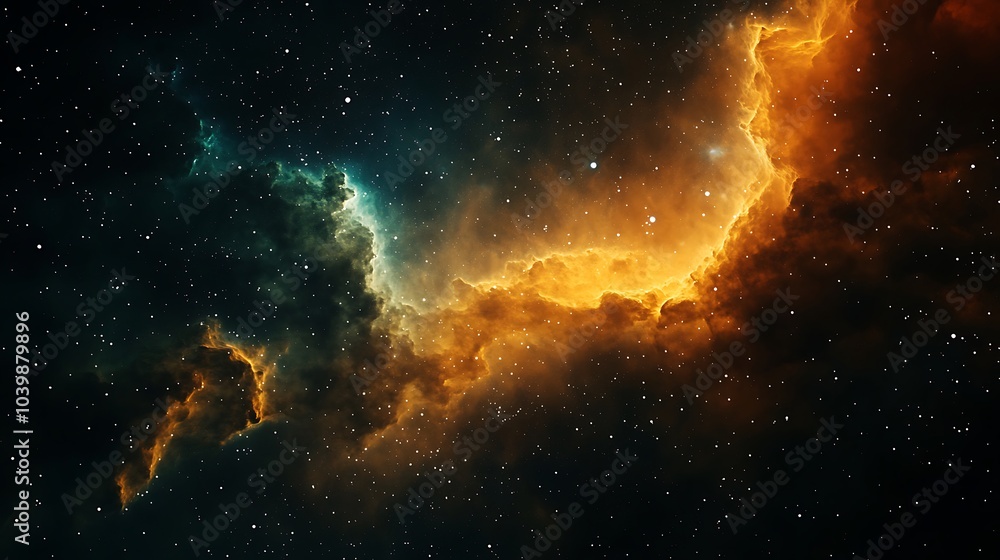 Cosmic Nebula with Glowing Clouds and Stars Cosmic Nebula with Glowing Clouds and Stars