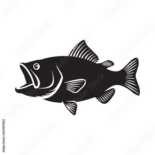 Fish icon vector art silhouette illustration