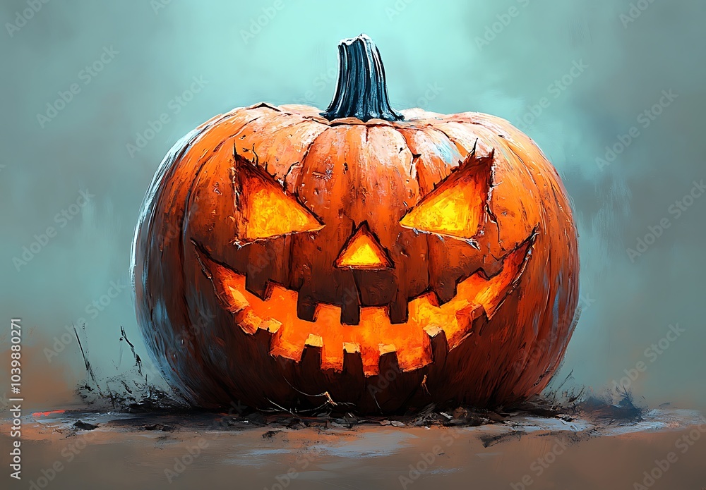 Fototapeta premium Carved Pumpkin with a Face