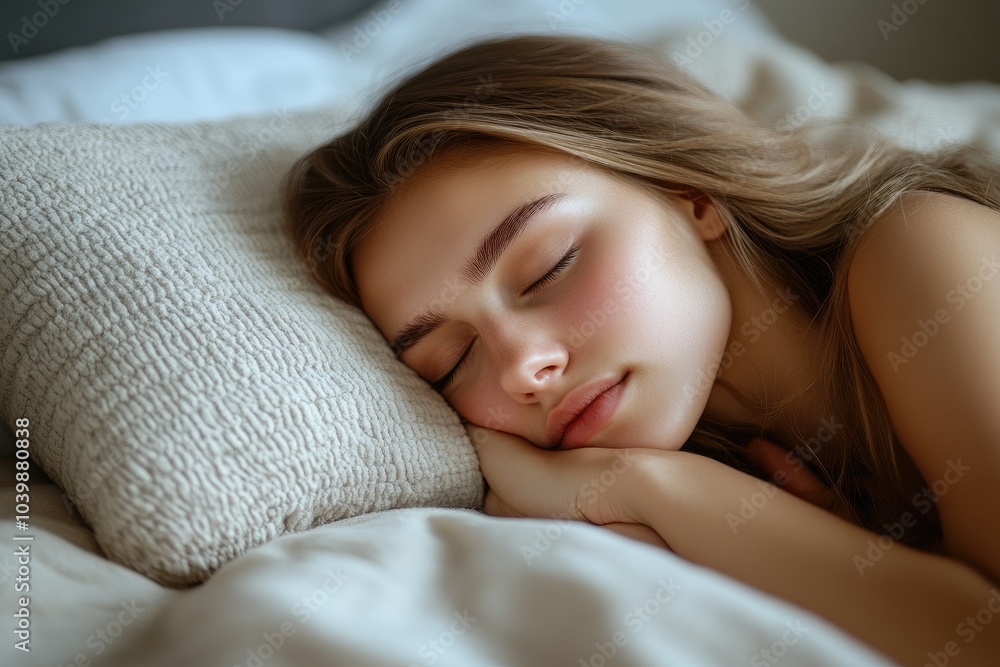 Beautiful young woman sleeping peacefully in bed Beautiful young woman sleeping peacefully in bed