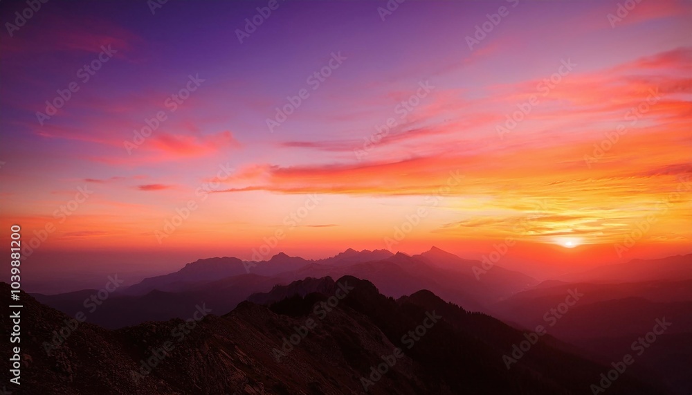 Dramatic Sunset Casting Silhouettes Over Majestic Mountains Dramatic Sunset Casting Silhouettes Over Majestic Mountains