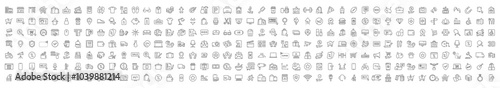 Shopping and E-Commerce web icons in line style. Online shopping, digital marketing, delivery, coupon, shop, discount, bank card, gifts, shop collection. Vector illustration.