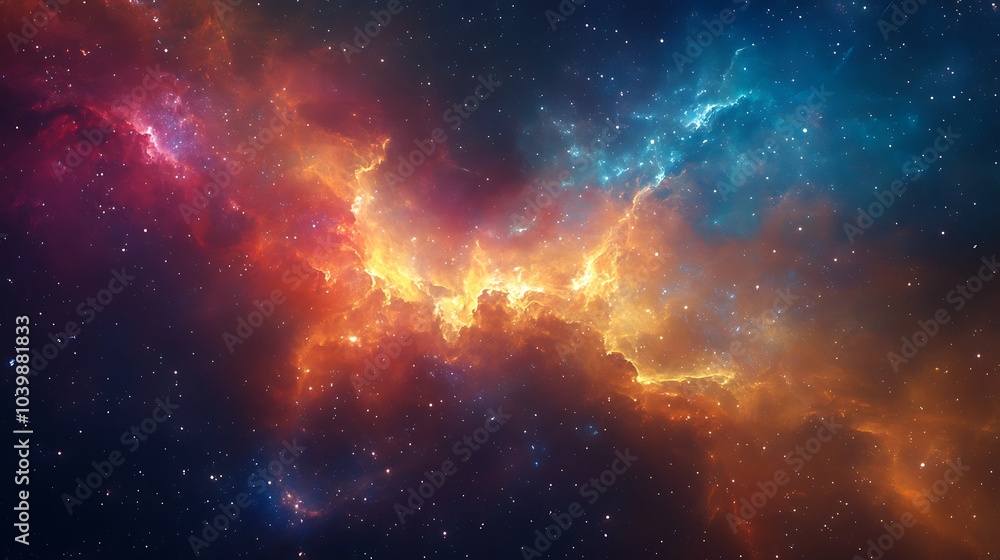 Naklejka premium Cosmic Nebula: A Tapestry of Celestial Wonder