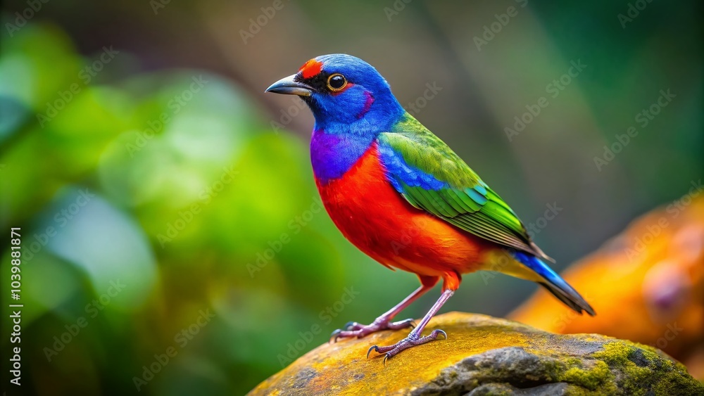 Colorful Bird Perched on Rock with Vibrant Plumage in Nature Colorful Bird Perched on Rock with Vibrant Plumage in Nature