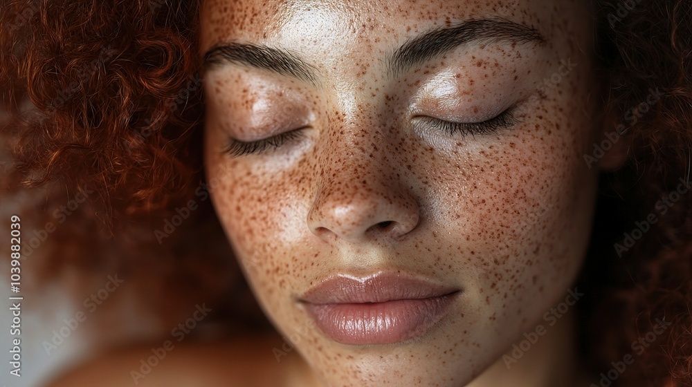 Close-Up Portrait of Young Woman with Freckles Close-Up Portrait of Young Woman with Freckles