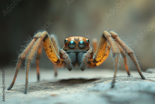 Jumping spider standing on a rock posing for the camera