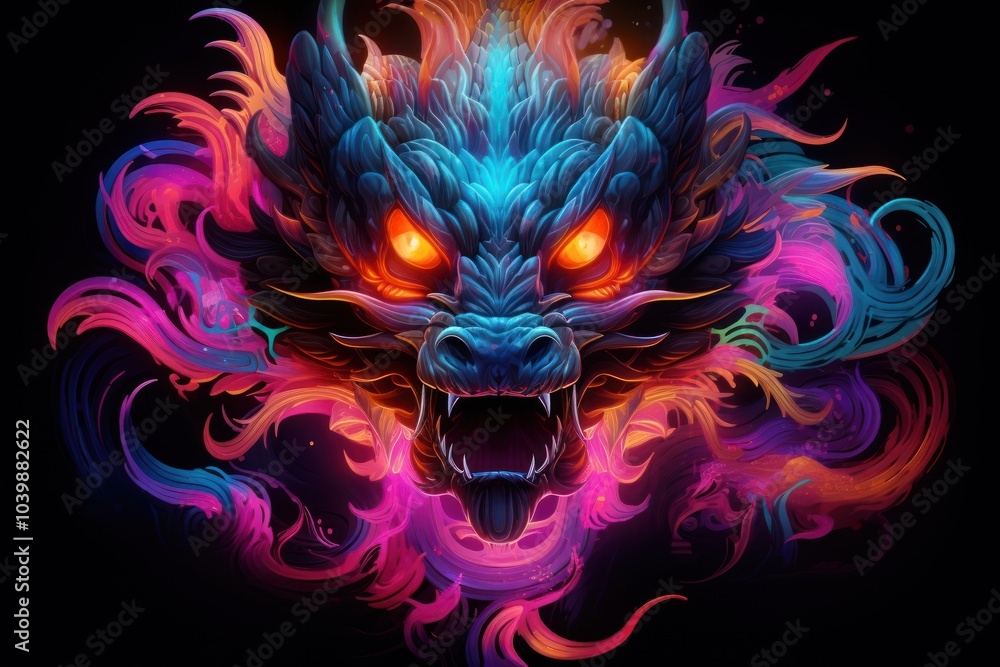 Chinese dragon art representation illuminated. Chinese dragon art representation illuminated.