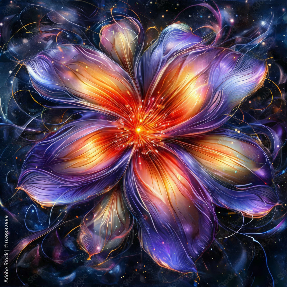Neon airy blue and gold flower Neon airy blue and gold flower