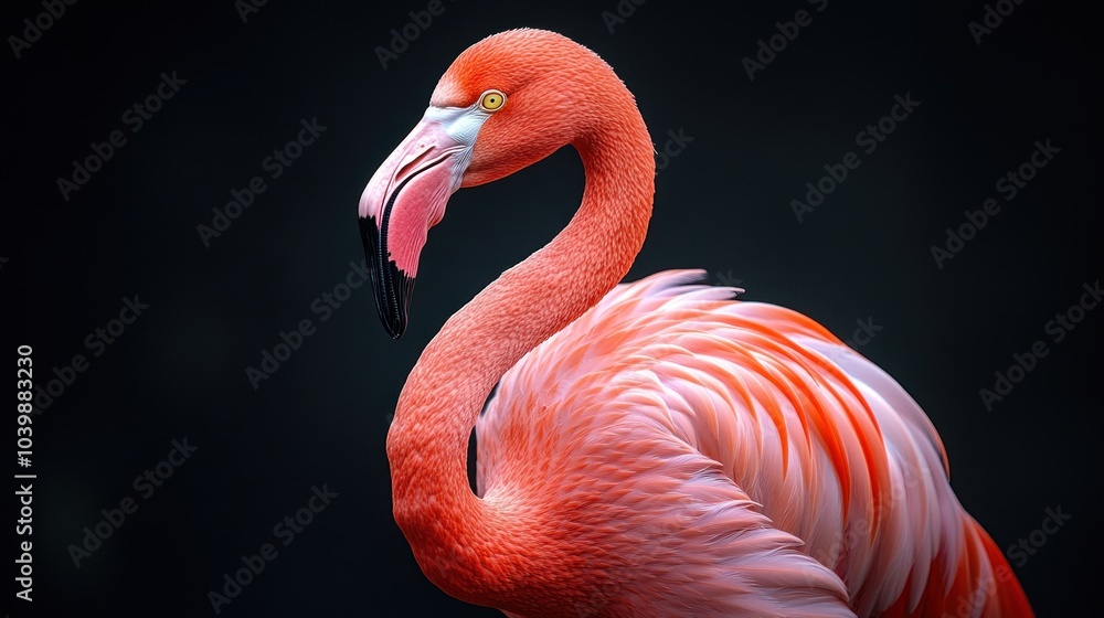 Obraz premium A vibrant flamingo showcasing its colorful feathers.