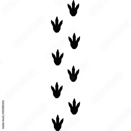 Dinosaur footprints. Leading lines of dinosaur footprints. ancient animals Footprints on the ground. dinosaur history 