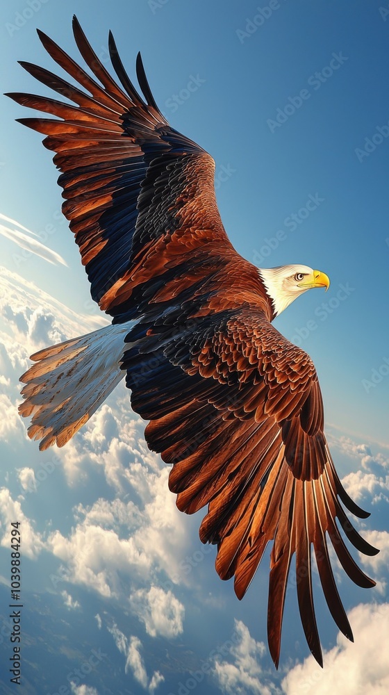 Obraz premium Sovereign Skies: Bald Eagle in Flight Panorama