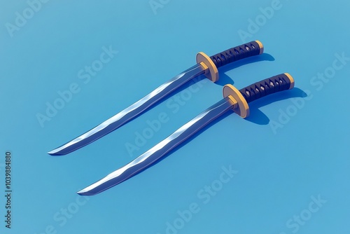 3D Dual Katana Wielder: Master Swordsman with Twin Blades Game Background Wallpaper photo