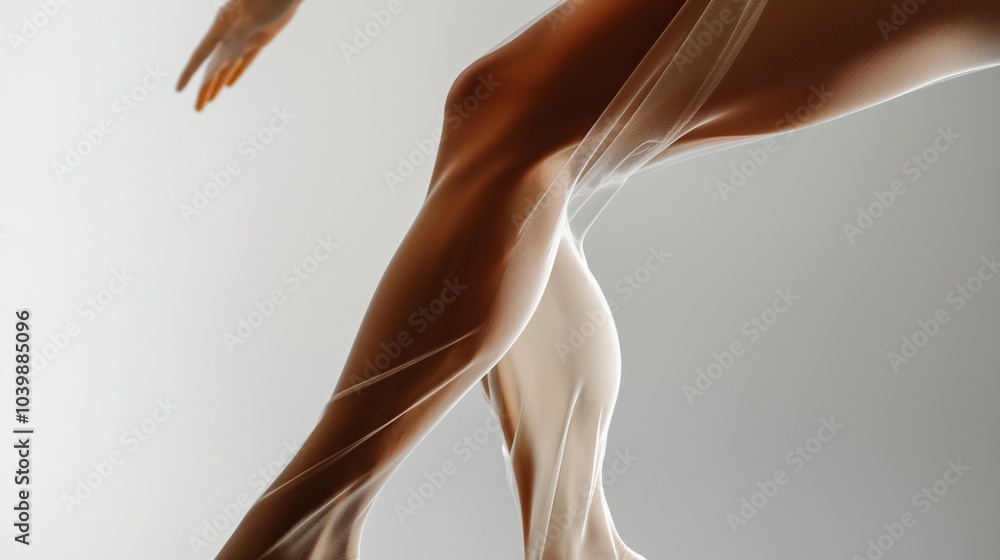 A woman's legs are shown in a very detailed way, with the muscles A woman's legs are shown in a very detailed way, with the muscles