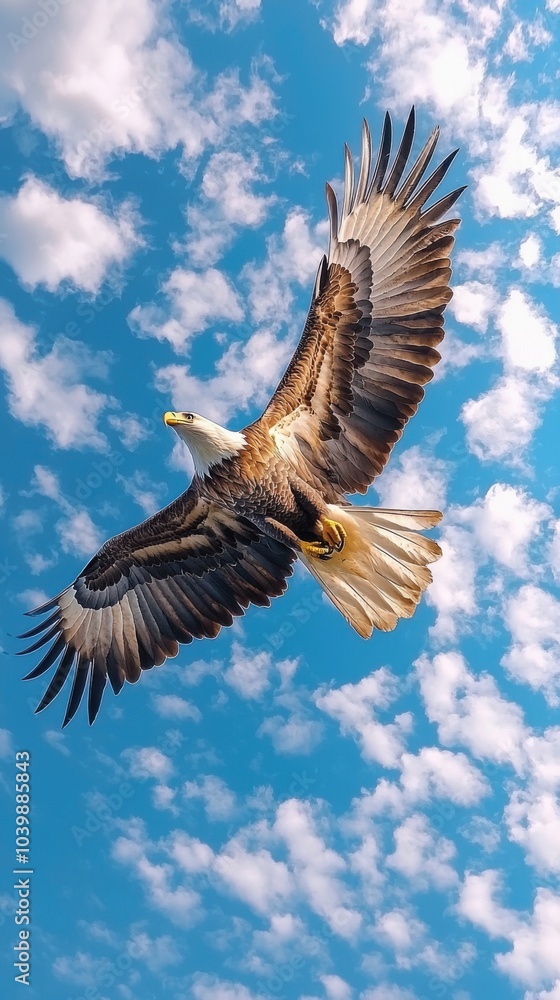 Obraz premium Sovereign Skies: Bald Eagle in Flight Panorama