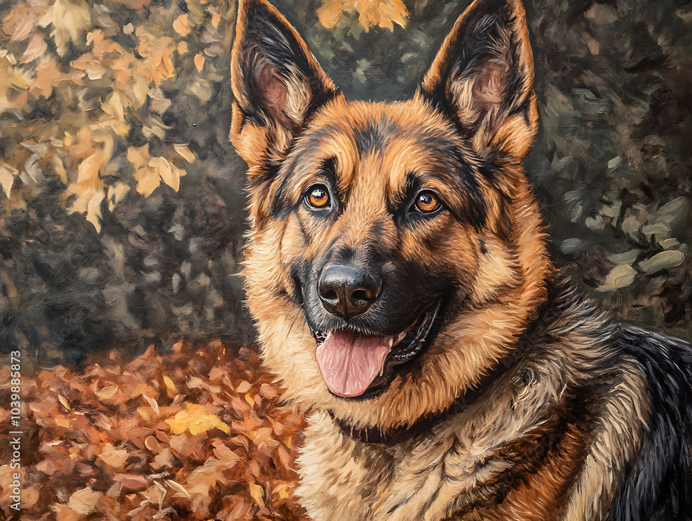 Painting of K-9 German Shepherd Painting of K-9 German Shepherd