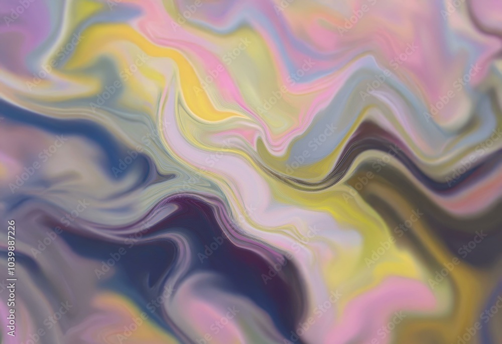 Abstract swirls of light pink, yellow, and blue with a dark purple undertone. Abstract swirls of light pink, yellow, and blue with a dark purple undertone.