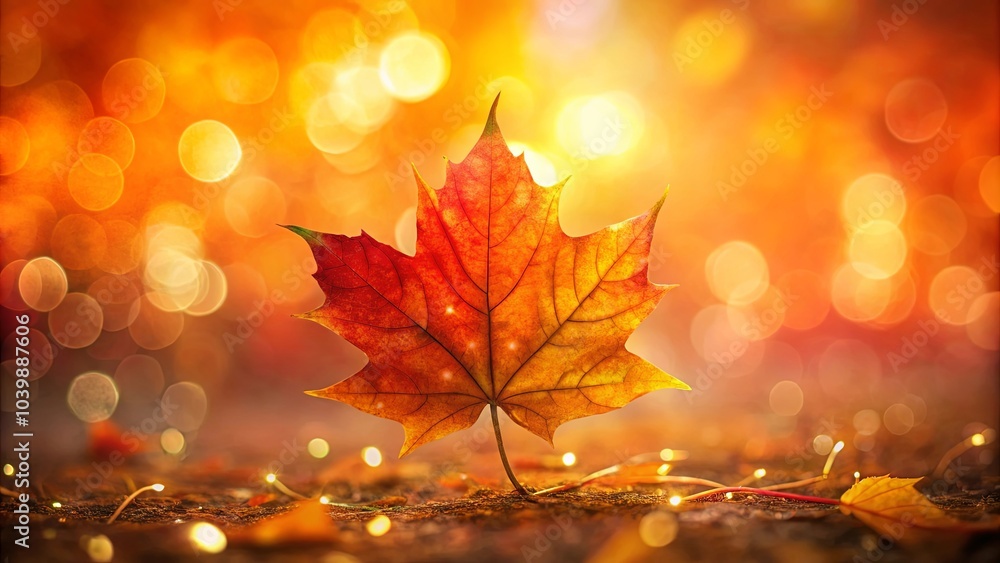Golden Hues of Autumn A Single Maple Leaf Glows in the Soft Light of the Setting Sun Golden Hues of Autumn A Single Maple Leaf Glows in the Soft Light of the Setting Sun
