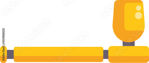 Yellow pipe for smoking cannabis is lying horizontally on white background