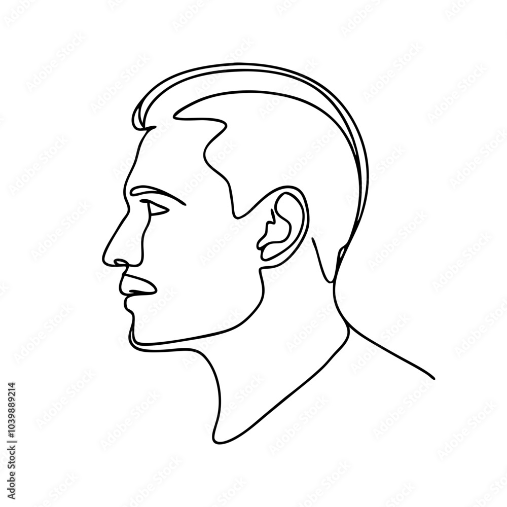 Minimalist continuous line drawing of a man's profile with clean lines and simple features Minimalist continuous line drawing of a man's profile with clean lines and simple features