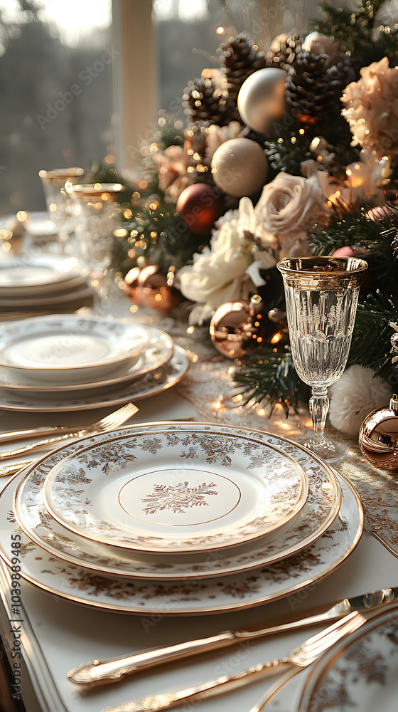 Elegant Table Set with Christmas Decorations
Elegant Table Set with Christmas Decorations