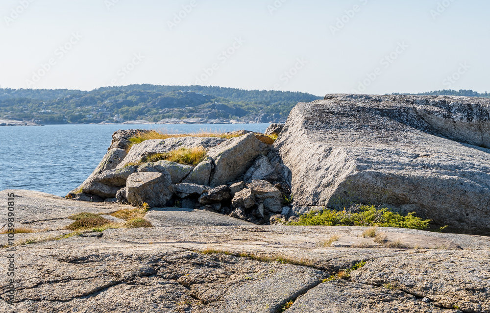Fjord Landscape with Rocks and Sea in Sandefjord, Norway