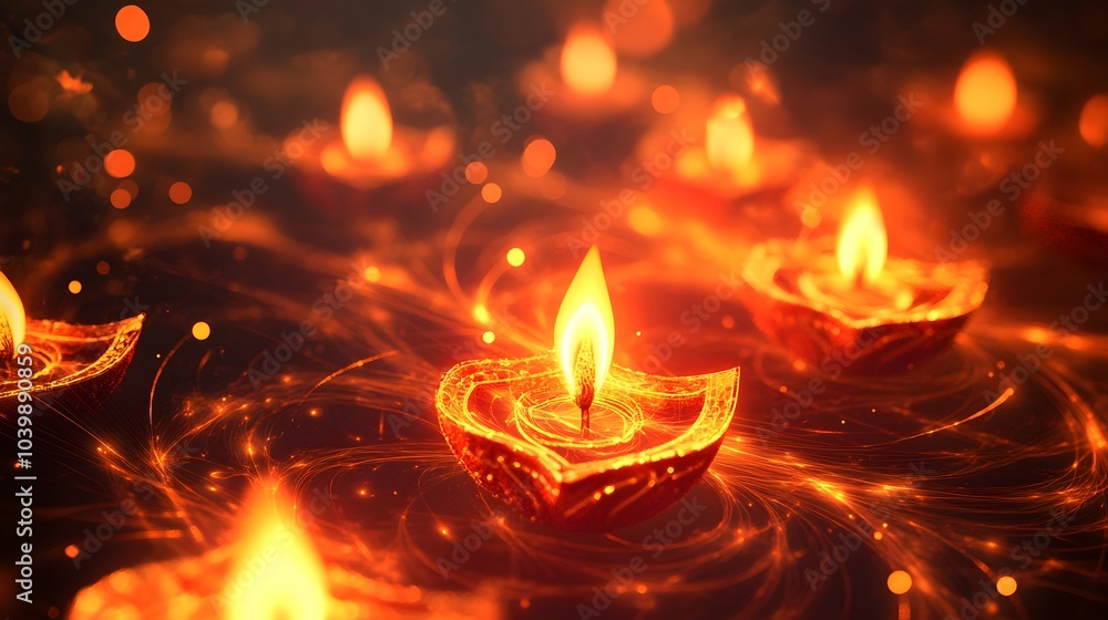 Festive card for Diwali celebration, created with Generative AI technology Festive card for Diwali celebration, created with Generative AI technology