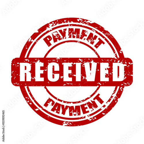 Payment received rubber stamp for bank office, vector of refund salary, official reward or invoice certified, receive approval, vector illustration