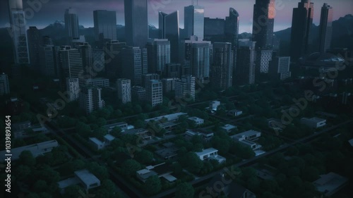 Power outage in the city. Lights turn off in the city.