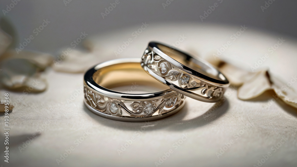 Wedding ring with a diamond that catches the light Wedding ring with a diamond that catches the light