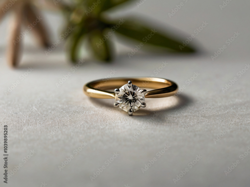Wedding ring embellished with a brilliant diamond. Wedding ring embellished with a brilliant diamond.