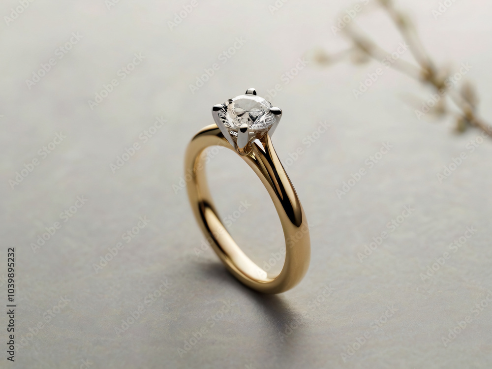 Wedding ring embellished with a brilliant diamond. Wedding ring embellished with a brilliant diamond.