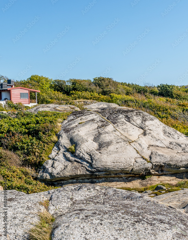 Colorful Wooden House by the Sea on a Fjord in Sandefjord, Norway