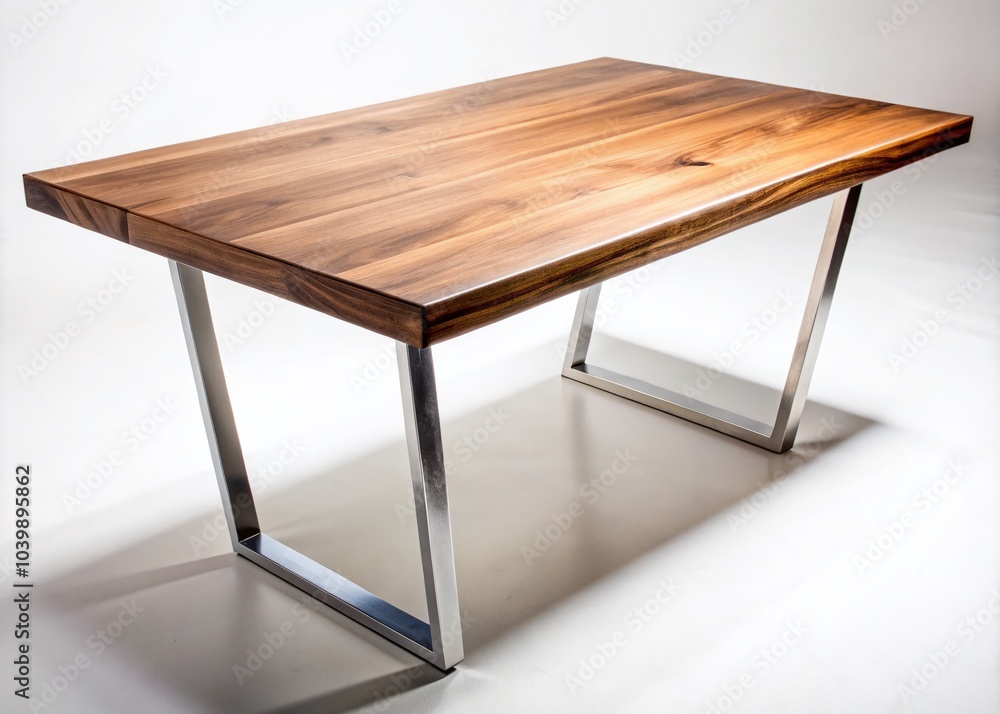 Contemporary Wood Table with Metal Legs in Unique Design for Modern Interiors Photography Contemporary Wood Table with Metal Legs in Unique Design for Modern Interiors Photography