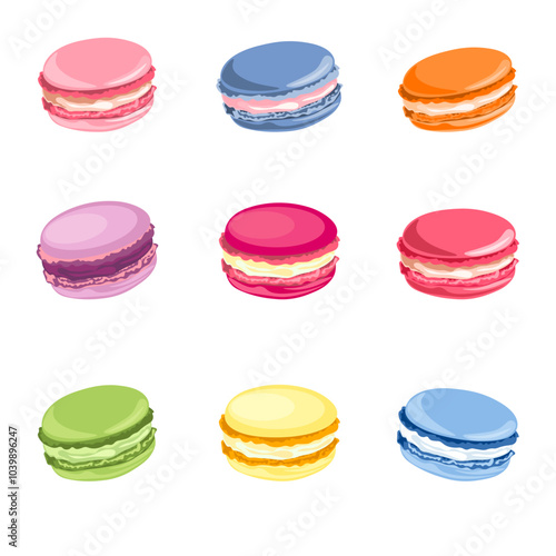 Set of macarons with different flavors vector image