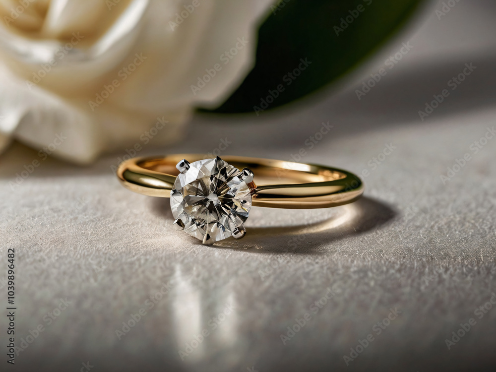 Elegant wedding ring featuring a brilliant diamond. Elegant wedding ring featuring a brilliant diamond.