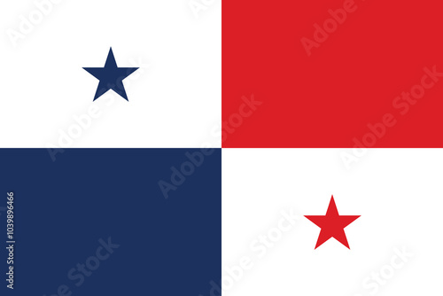 Flag of Panama. An illustration of the Panama flag. A rectangular flag. Standard size flag icon.
