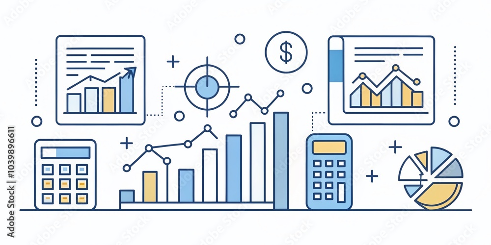 Obraz premium Corporate Vision Outline Elements for Minimalist Accounting Design in High Dynamic Range