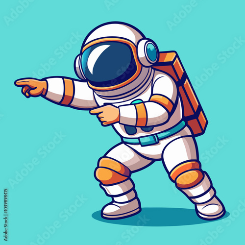 Astronaut in a spacesuit dancing. Cartoon vector illustration isolated on white