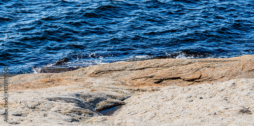 Obraz na płótnie Fjord Landscape with Rocks and Sea in Sandefjord, Norway w salonie