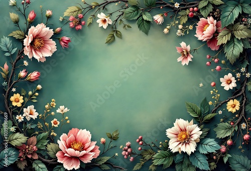 Beautiful summer garden flowers frame on pastel background, top view
