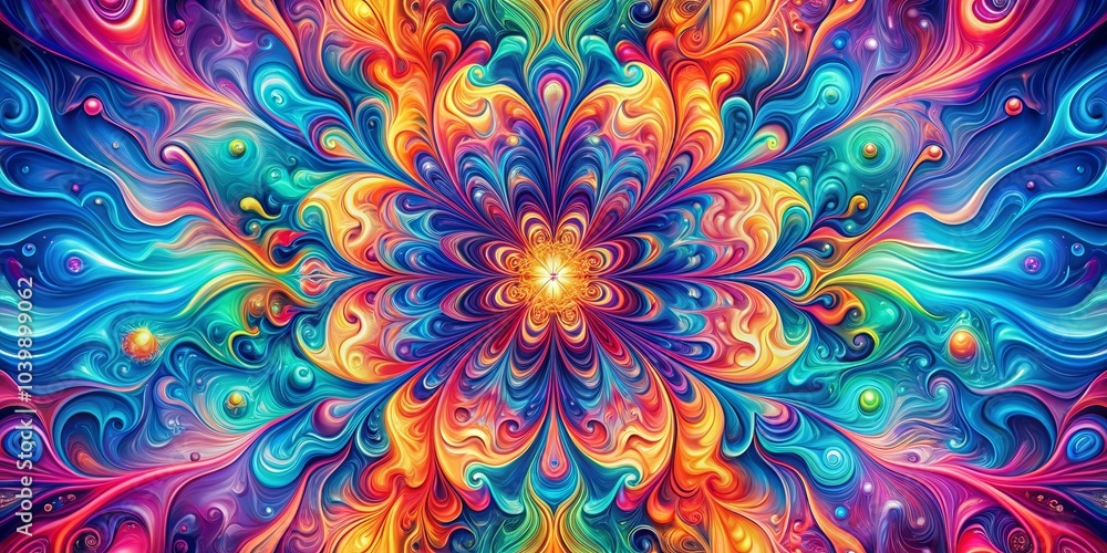 A vibrant and captivating abstract floral design, with swirling patterns and colorful hues forming a central blossom, surrounded by radiating tendrils and luminous orbs. A vibrant and captivating abstract floral design, with swirling patterns and colorful hues forming a central blossom, surrounded by radiating tendrils and luminous orbs.