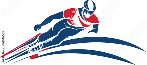 Cross-Country Skiing Winter Olympics Icon — Dynamic Athlete Gliding Silhouette