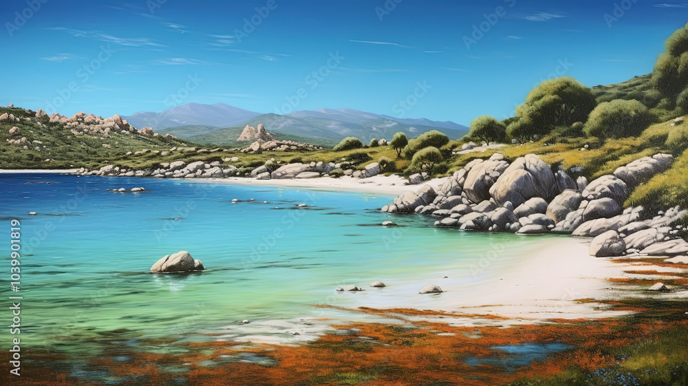 Obraz premium Sardinian Beauty A Sweeping View of La Cinta Strand