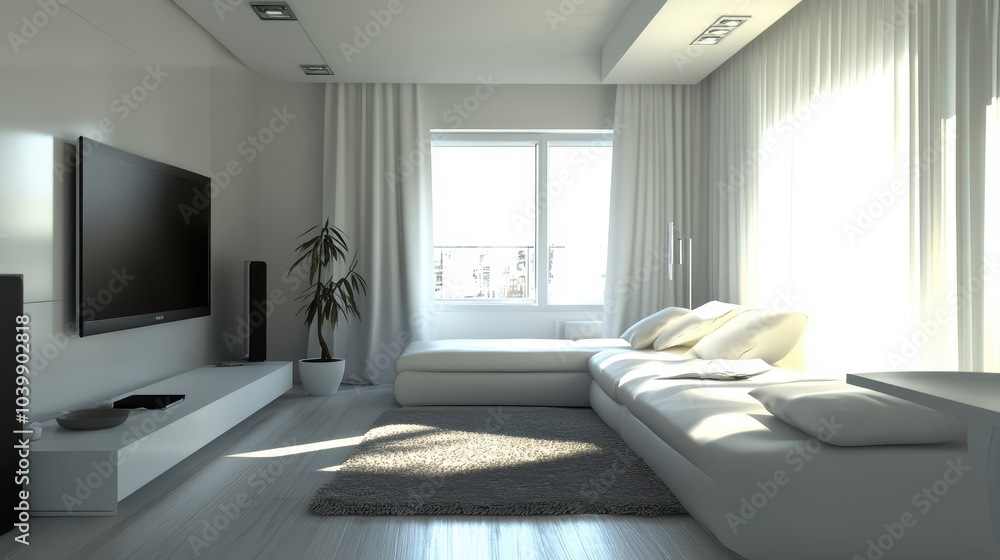 Fototapeta premium Modern Minimalist Living Room Interior Design