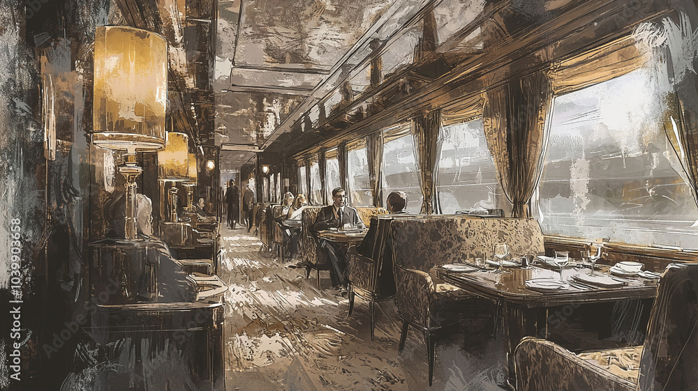 Fototapeta premium Restaurant on the train