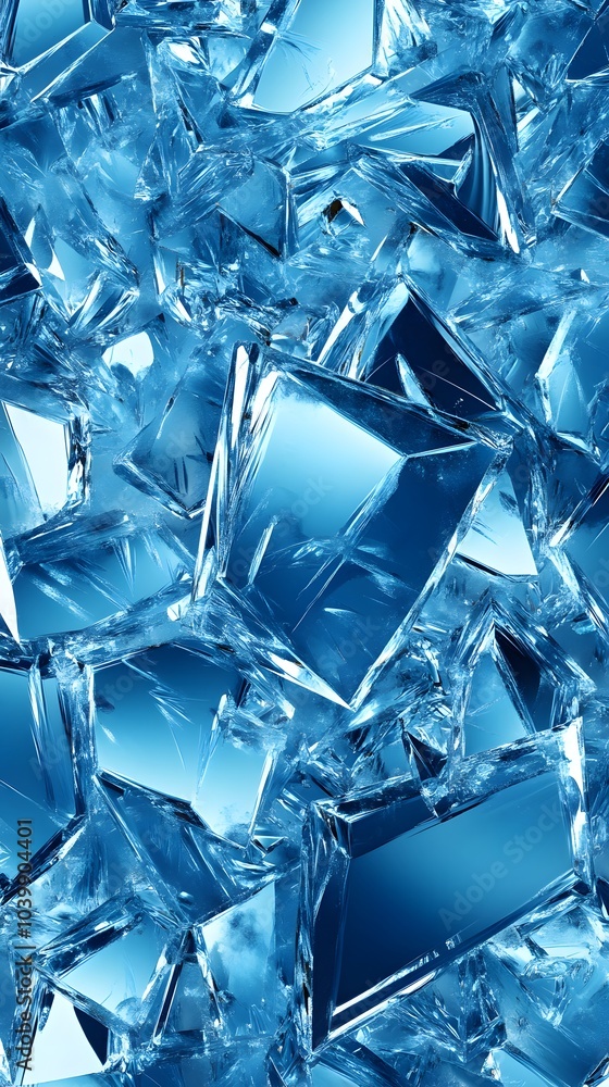 Abstract background of ice blue fragmented crystals in soft focus Abstract background of ice blue fragmented crystals in soft focus